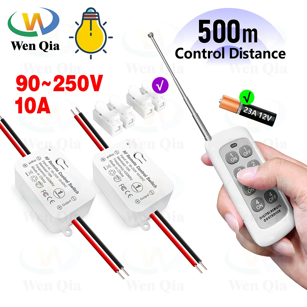 L-mpada-sem-fio-M-dulo-de-Rel-Interruptor-433MHz-110V-220V-10A-500 ...