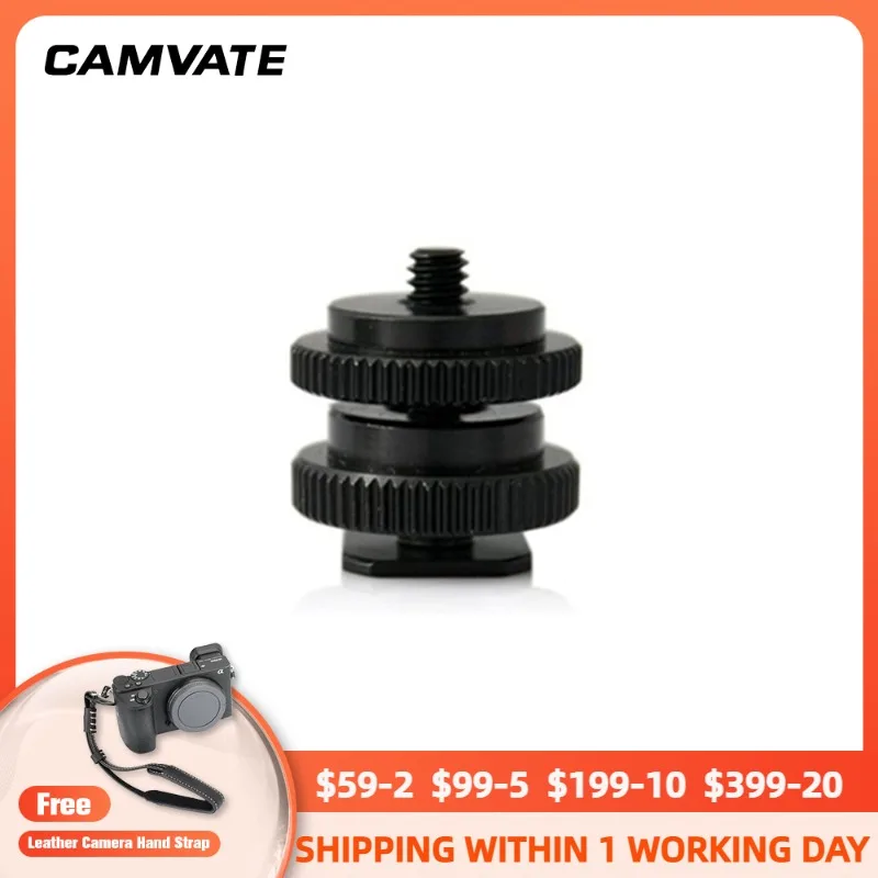 CAMVATE Standard Hot Shoe Adapter With 1/4"-20 Female To 3/8"-16 Male For Microphone/GPS/Camera/Monitor/Monitor Bracket Mounting |