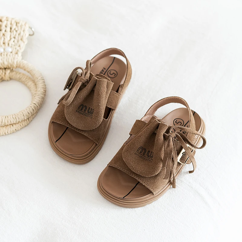 Sandals Boys Fashion Summer Shoes 3-16 Years Girls Open Toe Matte Pu Leather Shoes Sandals Children Slippers