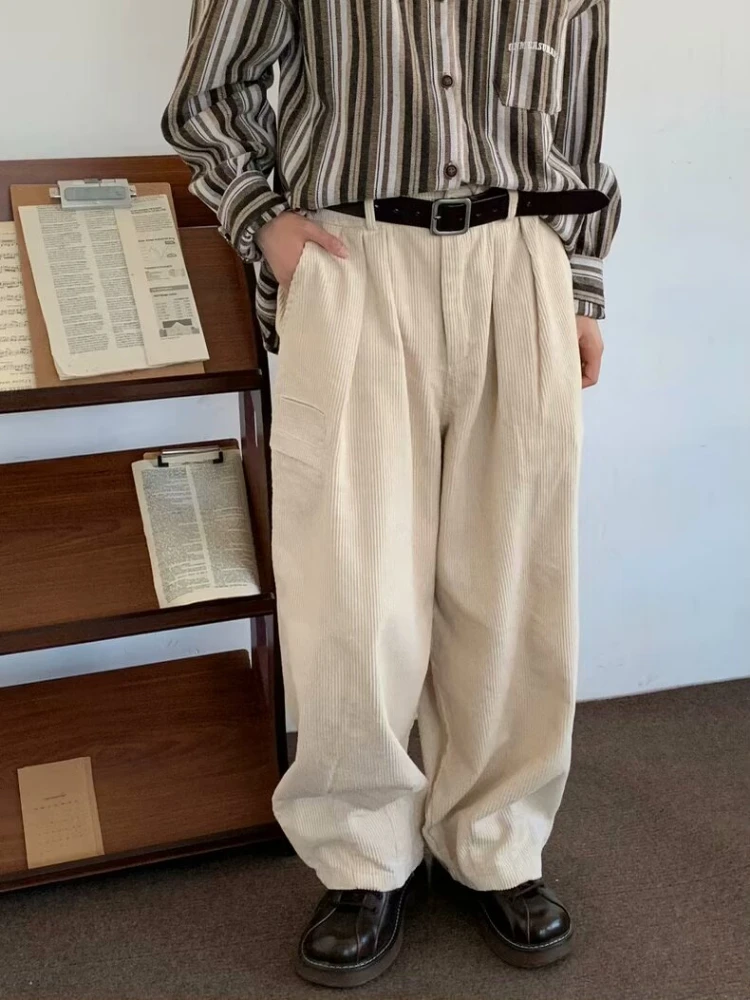 Vintage Corduroy Wide Leg Pants for Men Women men cargo pants wide leg pants