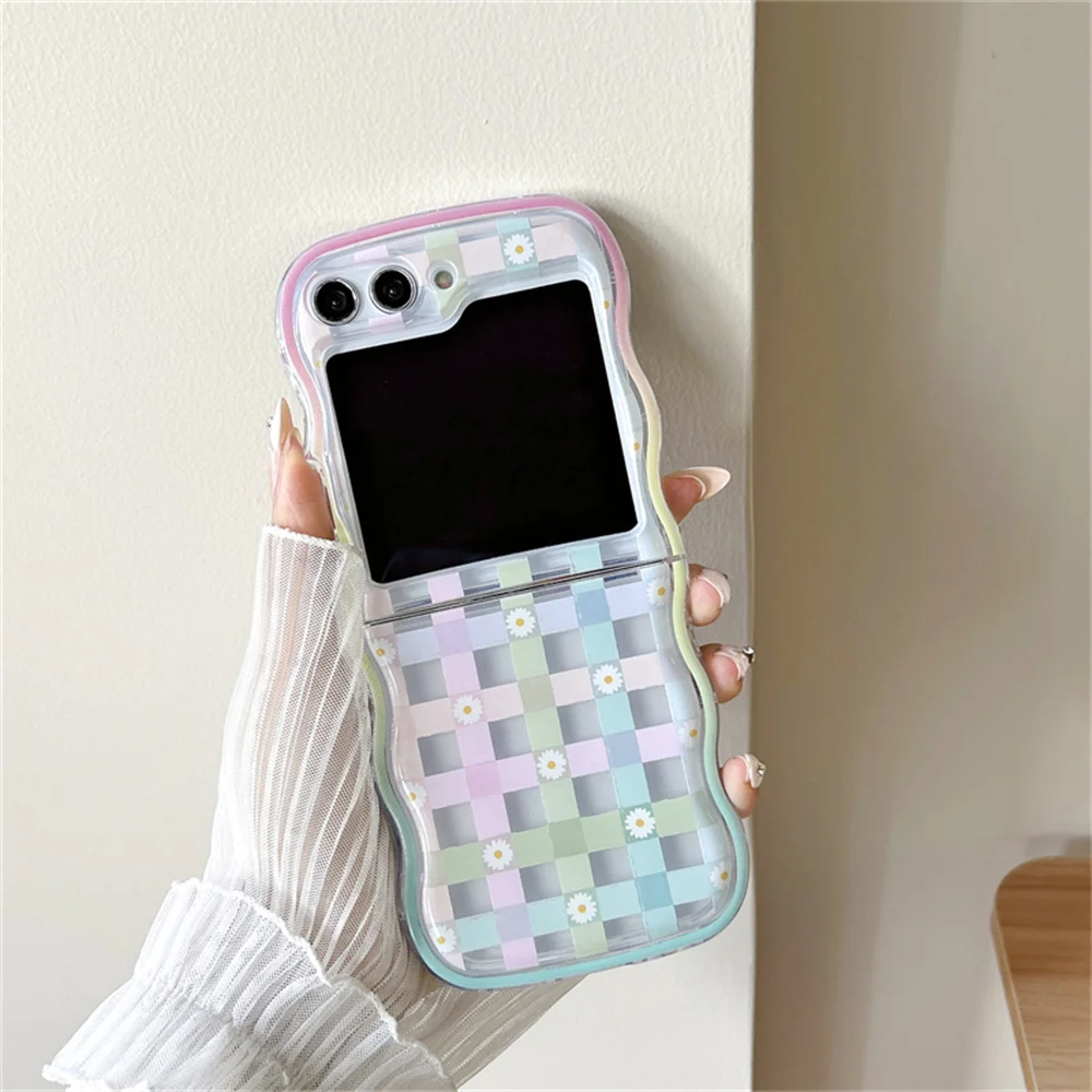 Cartoon Colorful Flower Transparent Wavy Painting Luxury Phone Case