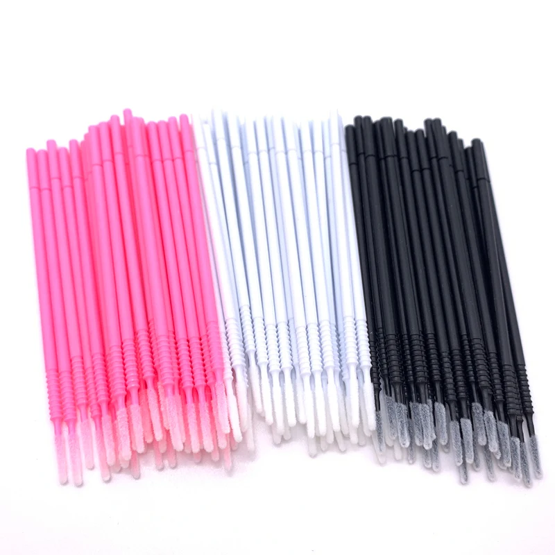 100pcs Bendable Micro Brushes Disposable Microbrush Applicators Eyelash Extensions Glue Cleaning Brush for Lash Extension