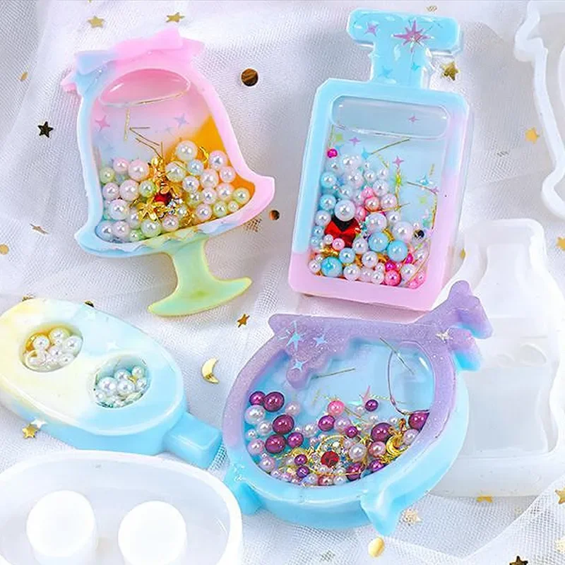 1pc Variety Of Dripping Quicksand Shape Molds Dessert Ice-cream Quicksand Silicone Molds Mickey Keychain Silicone