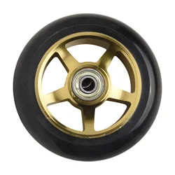 Premium 100mm Pro Scooter Wheels with High Elasticity and Aluminum Alloy Hub (Yellow black)