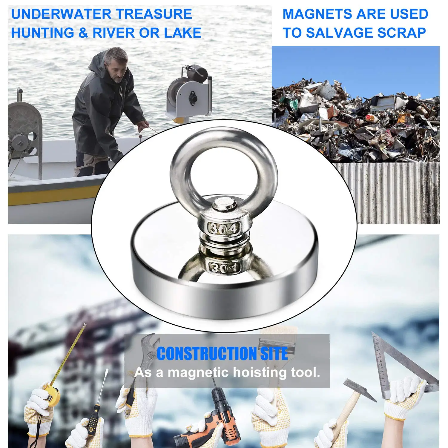 Dropship Super Strong Neodymium Fishing Magnets With Countersunk Hole  Eyebolt For Salvage Magnetic Fishing Deep Sea Fishing Magnets Holde to Sell  Online at a Lower Price
