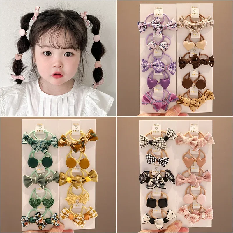 10Pcs New Children's Rubber Band Does Not Hurt and Has Good Elasticity. Baby Tie Hair Headband Girls Bow Headgear