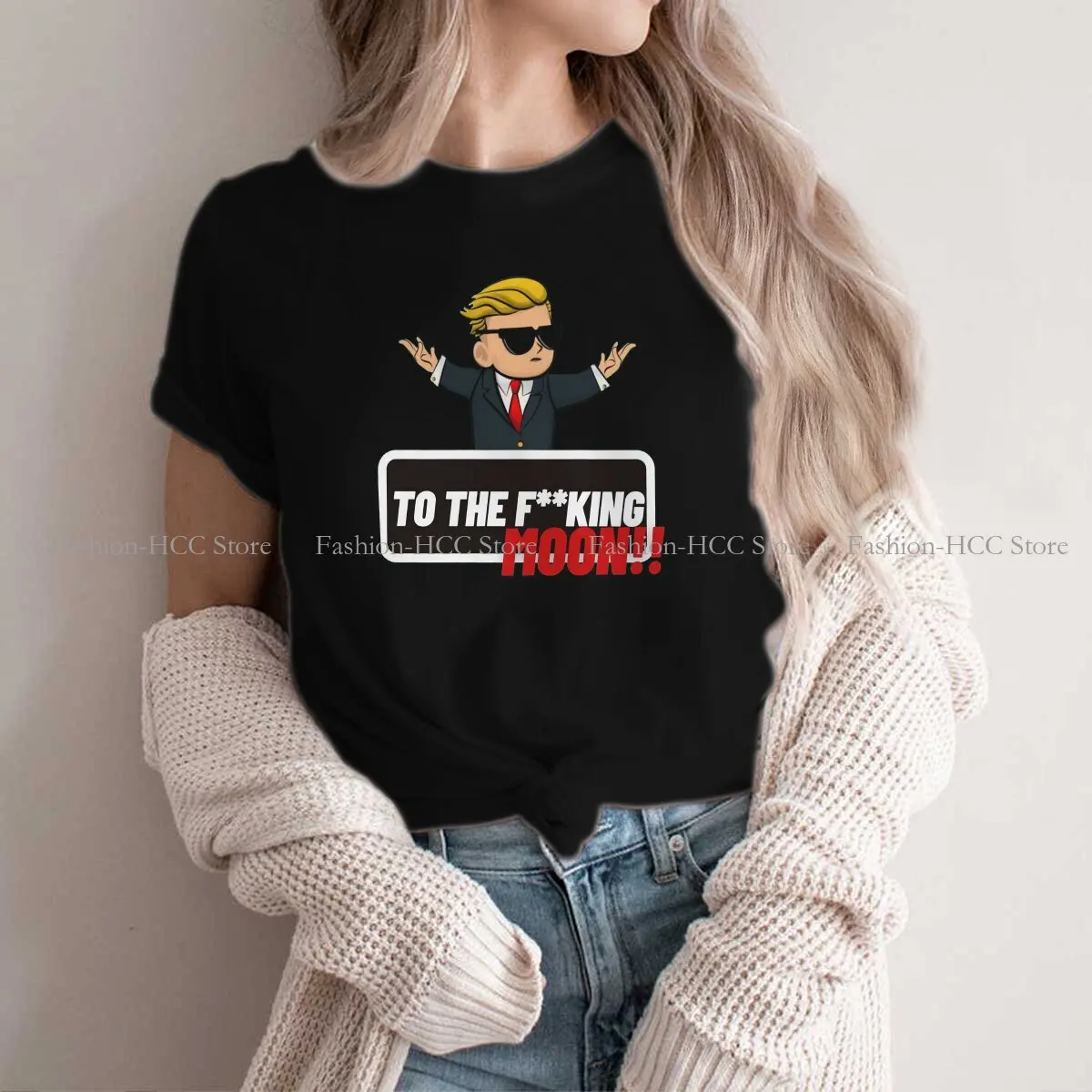 

Футболка Wallstreetbats Gamestop Stonks из полиэстера для женщин, мягкая футболка для отдыха с Луной, высокое качество