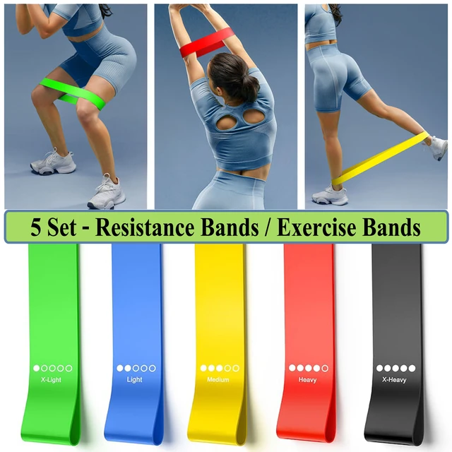 Resistance Band Set of 5 - Resistance Bands for Working Out - Exercise  Bands Resistance - Workout Bands & Elastic Band - Stretch Bands for  Exercise 