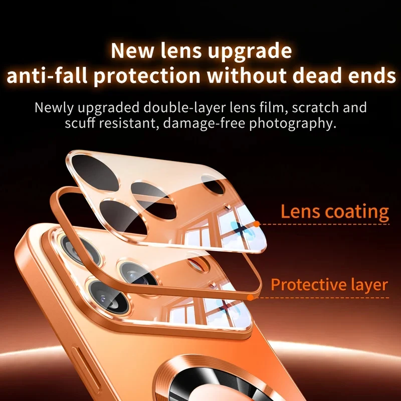 Luxury Titanium Metallic Matte Case with Glass Lens Protection and MagSafe Compatibility