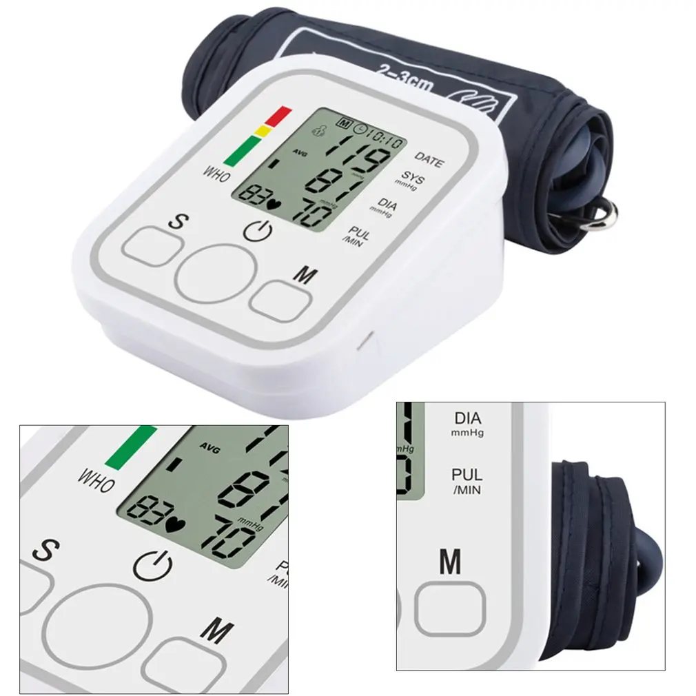 Portable Automatic Sphygmomanometer Medical Digital LCD Display Wrist Blood Pressure Monitor Pulse Heart Rate Monitor Tonometer