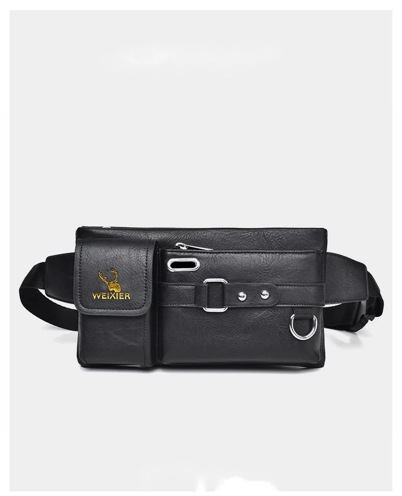 2023 New Hot Selling Men's Shoulder Bag Crossbody Bag Tactical Chest Bag Mobile Waist and Crotch Bag Multi Functional Chest Bag Retro PU Waist Bag_voghion.com