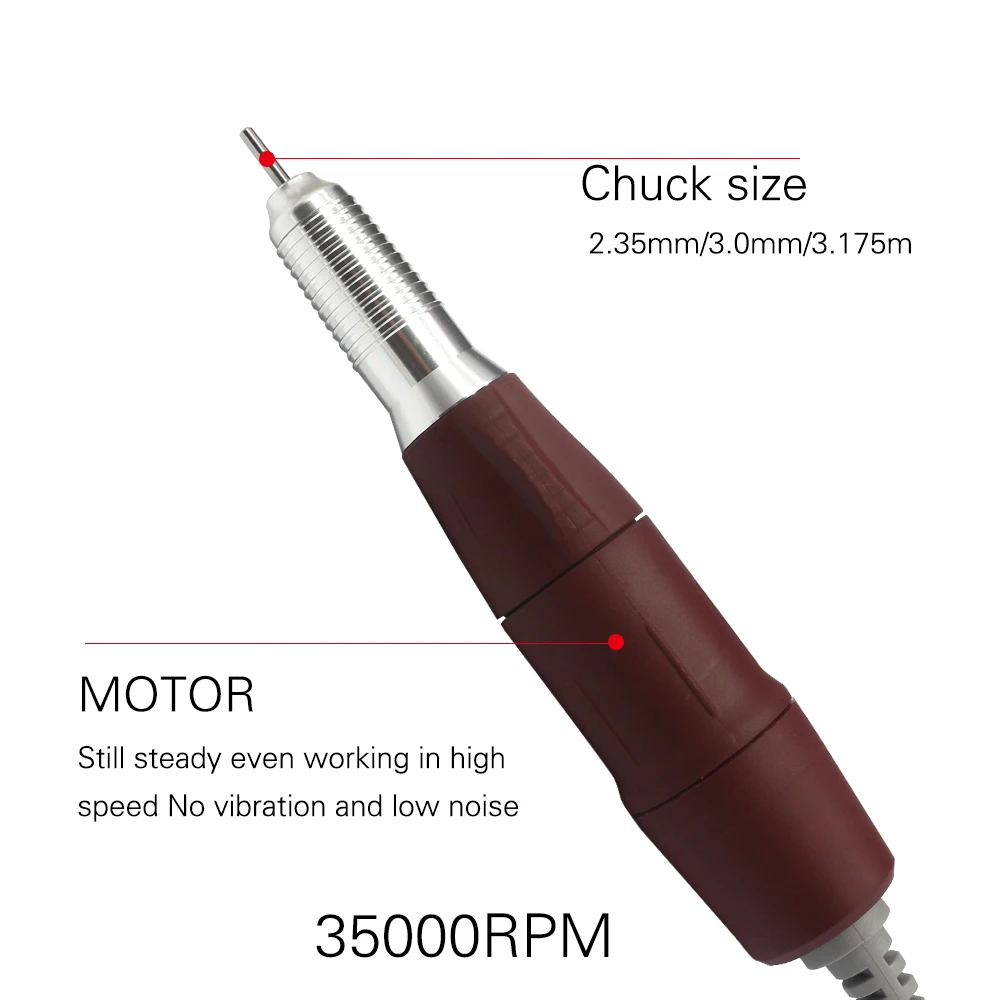 전문가용 전기 네일 드릴 35000RPM 120II 스테인리스 스틸 핸드피스 (매니큐어/페디큐어용)