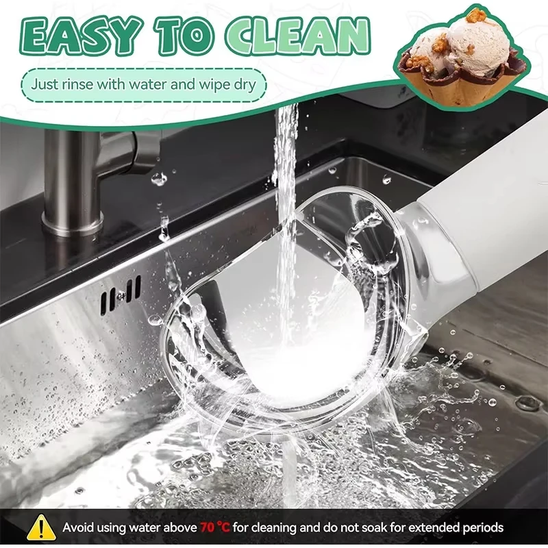 Electric Heated Ice Cream Scoop Rechargeable Scooper For Hard Icecream Self Warming Spoon Rust-proof Metal Easy Clear Gadgets