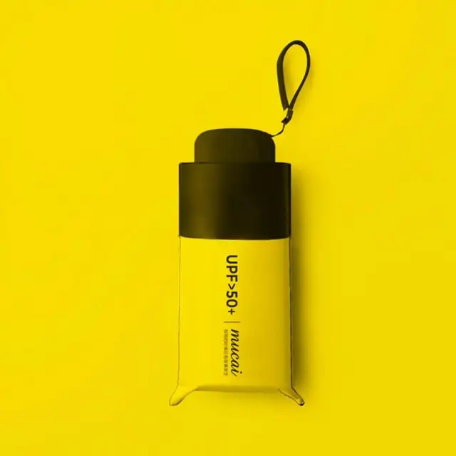 Ultra Világos Mini Zseb Esernyő Hordozható Eső Ragyogása Fekete Ragasztó Nap Fényvédő - Image 5