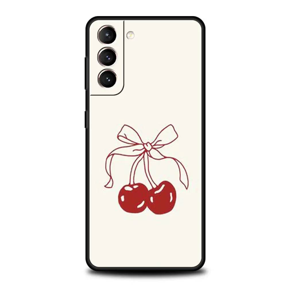 Charming Cherry Bow Soft Silicone Phone Case