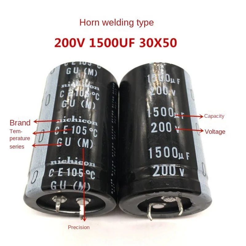 200V1500UF 30X50 nichicon capacitor 1500UF 200V 30*50 GU 105 degrees electrolytic capacitor aluminum capacitor aluminum electrolytic capacitor 1PCS-20PC