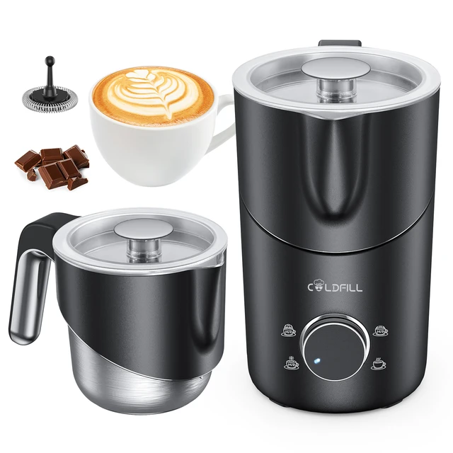 Mousseur à lait et cuiseur vapeur, mousseur électrique 8 en 1 pour café, cuiseur à lait amovible de grande capacité de 400 ml, lavable au lave-vaisselle 1