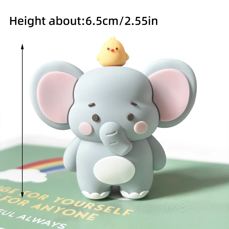 Safari Olifant Kawaii Taart Topper Grijs