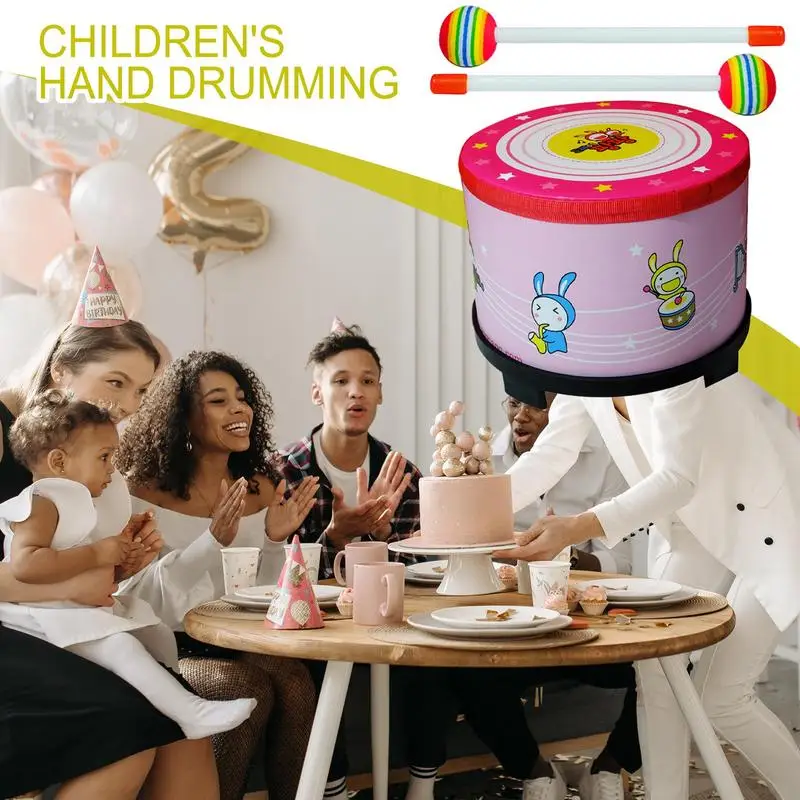 Children's Hand Drumming Child Musical Toy Hand Drum Educational Musical Toy With Wood Stick For Performances Parties Festivals