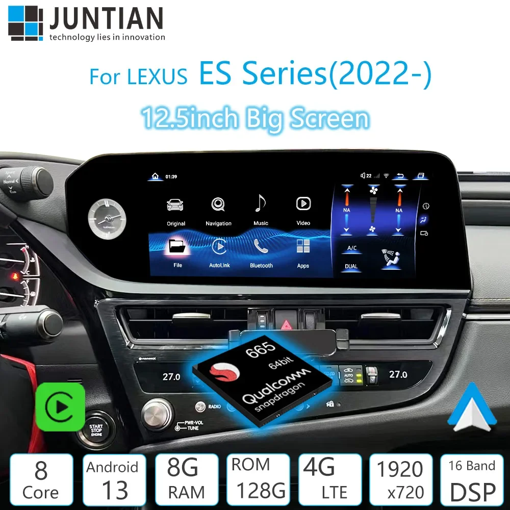 

For Lexus ES 2021-2022 Upgrade Qualcomm Chips Android 13 Car Navigation GPS Carplay Auto HD Screen Multimedia Player