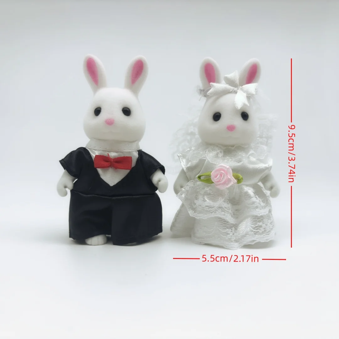 Valentine's Day Newlywed rabbit 1:12 Simulation Forest Family  Animal Dollhouse Figures Miniature FurnitureKitchen Accessories — view 2