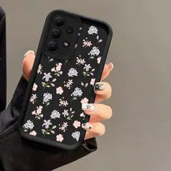 Charming Pink Floral Silicone Soft Phone Case Cover - Galaxy A30 (Black - 590)