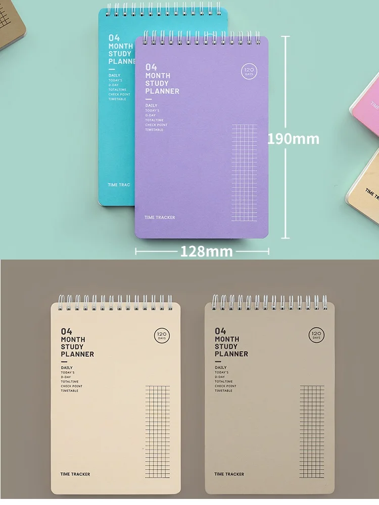 Agenda di studio Agenda giornaliera Agenda per studenti da 4 mesi Organizzatore Notebook Orario Time Tracker 120 giorni Planner Programma portatile - immagine 6