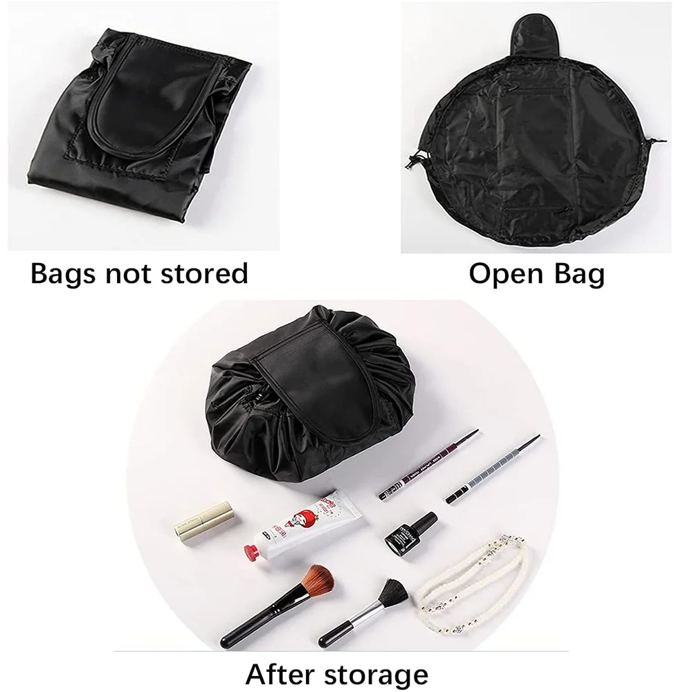 Fashion Rose Gold Letter Portable Lazy Storage Cosmetic Bag Drawstring Magic Makeup Pouch Large Capacity Travel Toiletry Bag 3