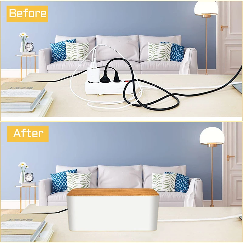 Cable Management Box for Concealing Power Strips and Chargers