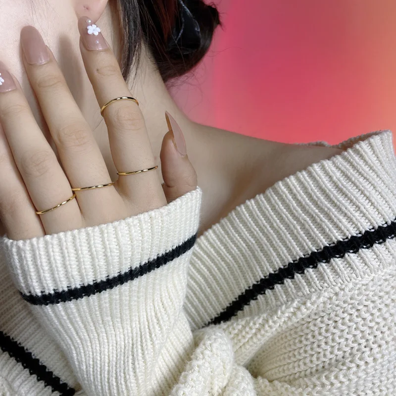 Silver Rings Gold Color Stackable Dainty for Women
