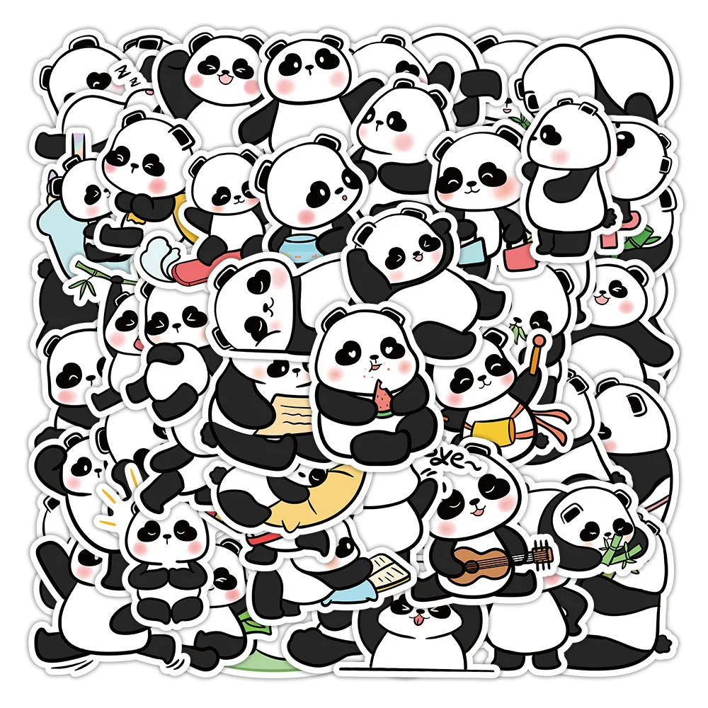 

10/30/50PCS New INS Panda Animal Stickers Cartoon Creative Animation Kids Desk Luggage Car Chair Decoration Waterproof Wholesale