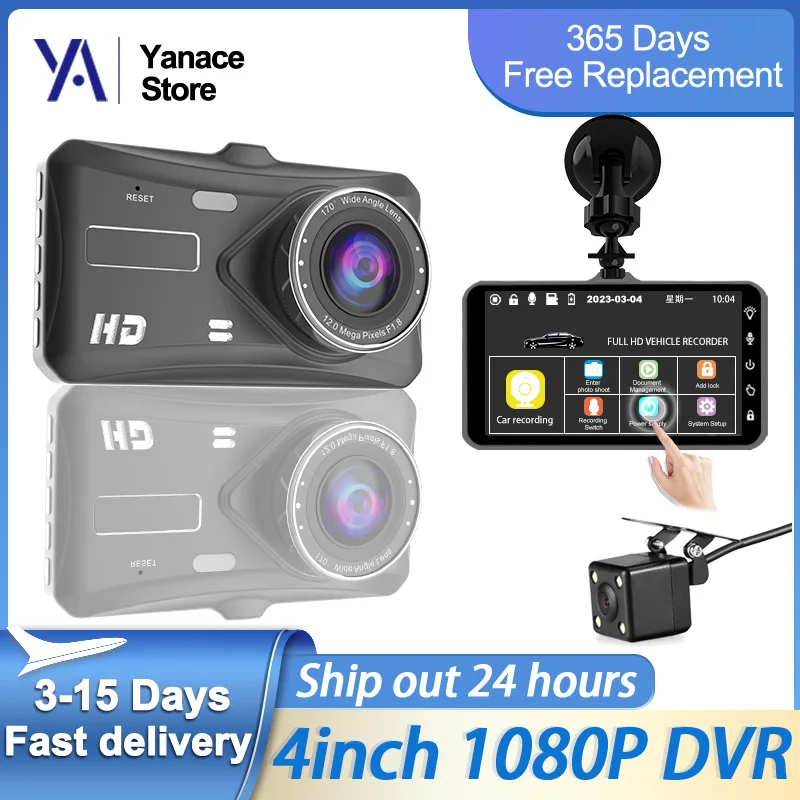 

FHD 1080P Dash Cam for Car 4 inch Smart Dvr with Rear View Cam WDR Video Recorder Super Night Vision Black Box Auto Assesories