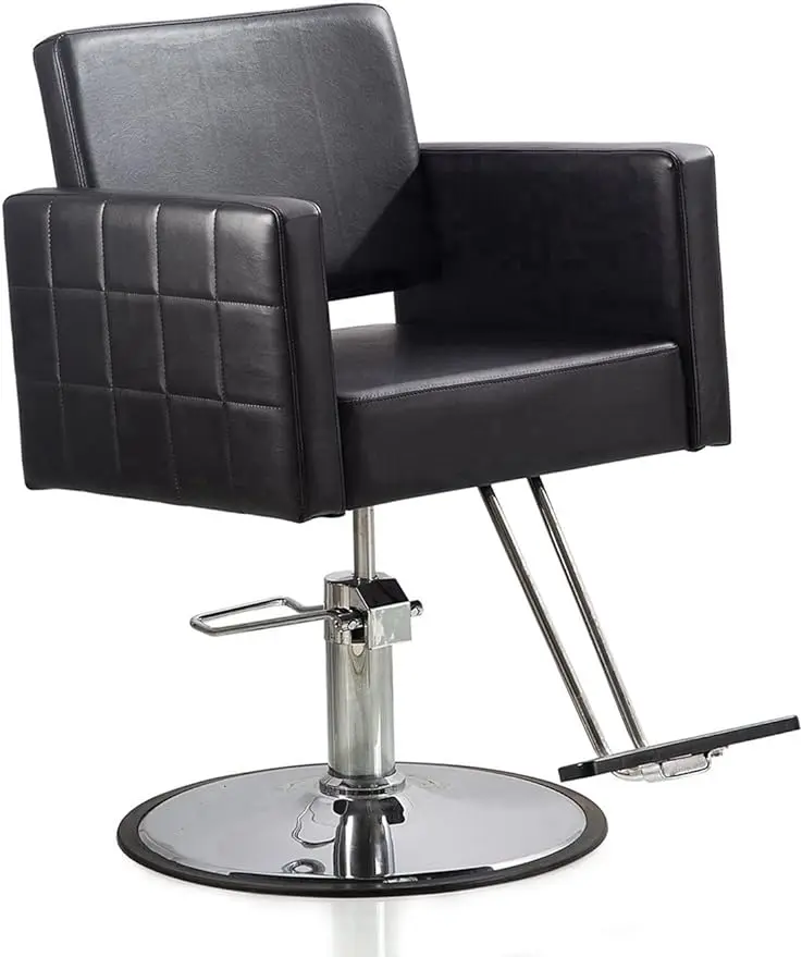 FlagBeauty Black Hydraulic Barber Styling Chair Hair Beauty Salon Equipment Round Base