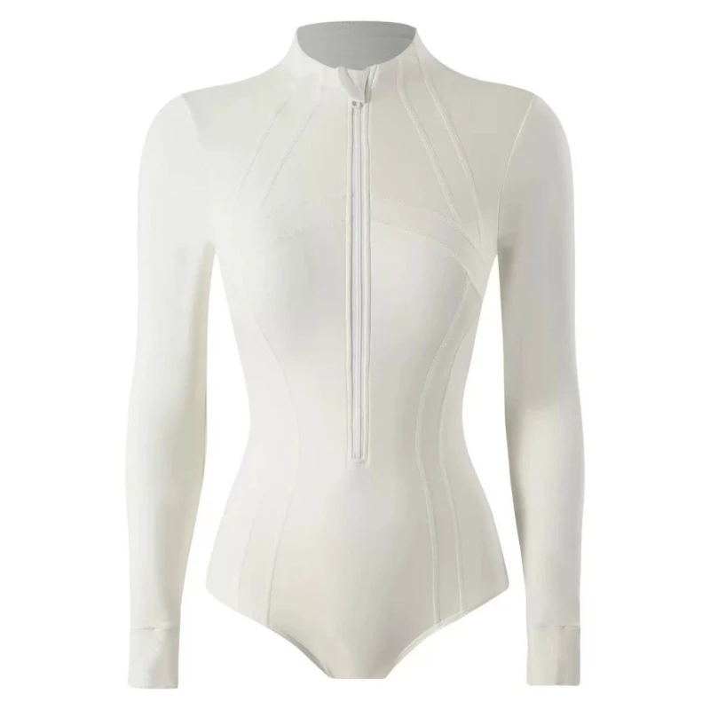 Women's One-Piece Swimsuit High-End Slimming Sunscreen New 2025 Cover-Up Swimming Costume Long Sleeve Surfing Swimwear - 5