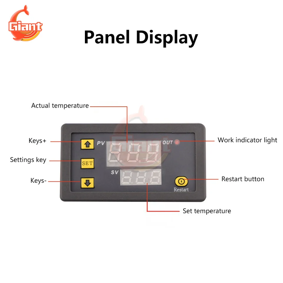 Termostato Digitale 12V/24V/220V – Regolatore Di Temperatura Con Display 1.9'' – 70-99°C