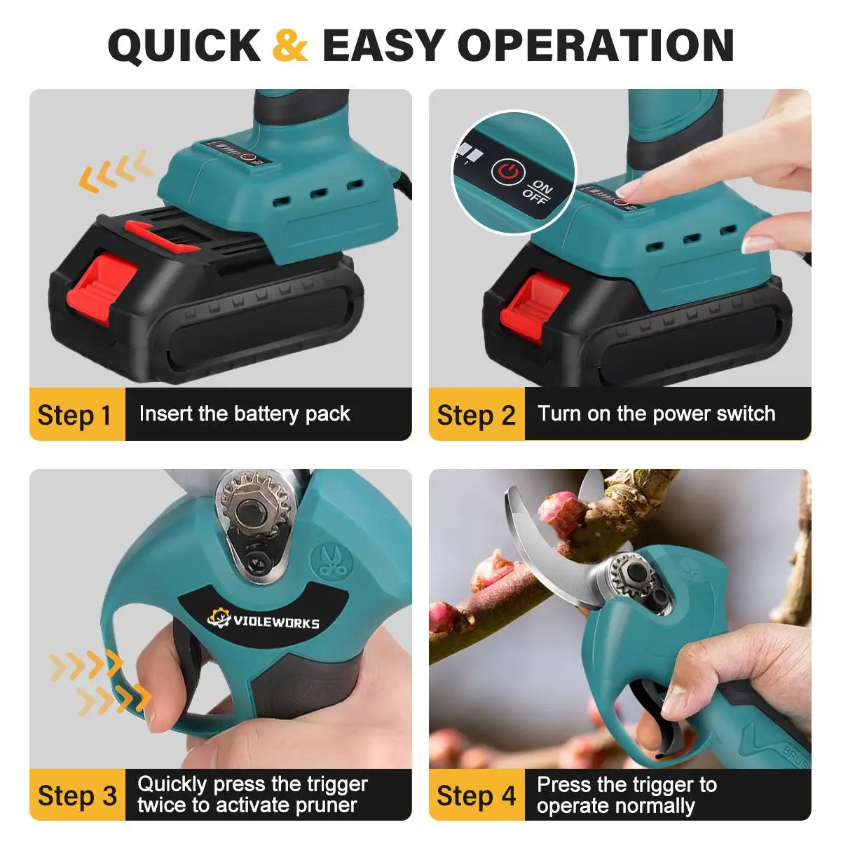 4 Gears Brushless Electric Pruning Shears for Makita 18V Battery Cordless Electric Garden Scissor Rechargeable Fruit Tree Pruner 4