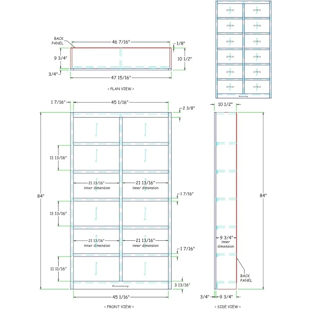 84" Traditional Double Wide Wood Bookcase with 10 Adjustable Shelves & 2 Fixed Shelves, Assembly Required 4