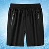 Outdoor Shorts Men Zippered Pocket Shorts Men's Knee-length Ice Silk Beach Shorts with Zipper Pockets Drawstring for Holiday 5