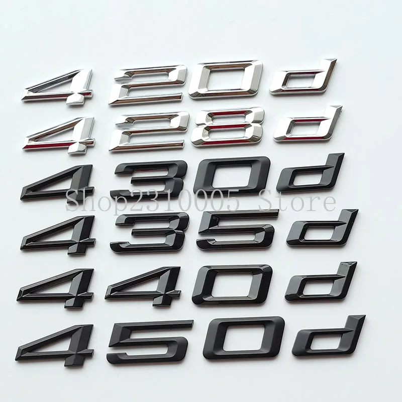 

Old Numbers Letters 420d 428d 430d 435d 440d 450d Top ABS Emblem for BMW 4 Series Car Trunk Nameplate Logo Sticker Black Chrome