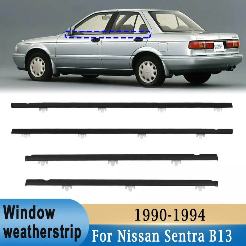Window Weatherstrip Belt Trim For Nissan Sentra B13 Tsuru Sunny Sedan 4 Door 1990-1994 Windows Glass Waterproof Sealing Strips