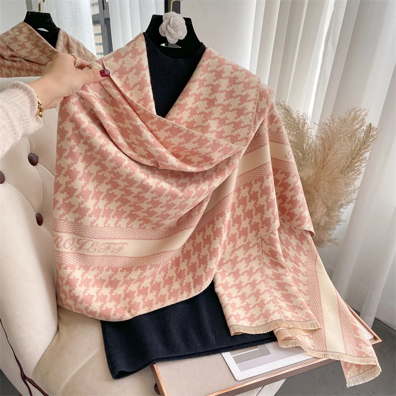 Houndstooth Scarf Women, Luxury Brand Blanket Scarf