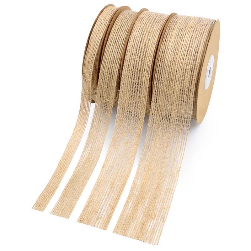10 Meters/roll) Natural jute linen ribbon cotton edge DIY