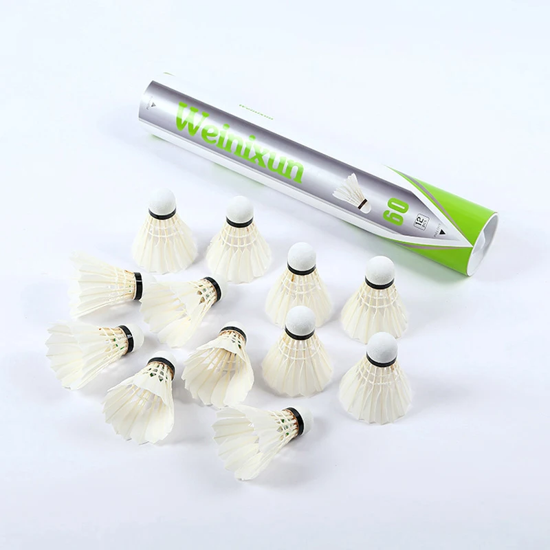 Professional Badminton Balls White Goose Feather Shuttlecock Stable Training Sport Badminton Ball Sport Accessories 12Pcs badminton shuttlecock