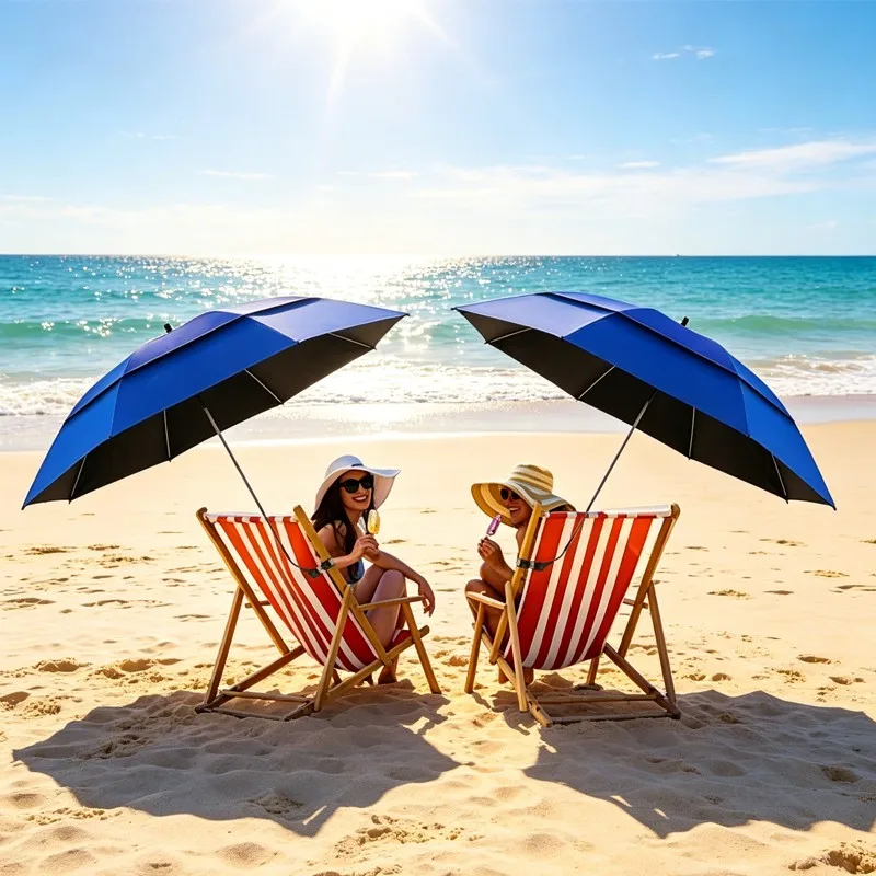 Outdoor UV Protection Sunshade Umbrella with Long Handle and Clip Attachment