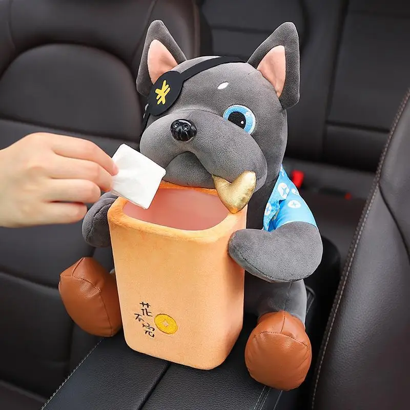 Cartoon Cute Car Tissue Box Creative Car Armrest Box Garbage Can 2 In 1 Tissue Bag Multi-functional Storage Bag For Home Office