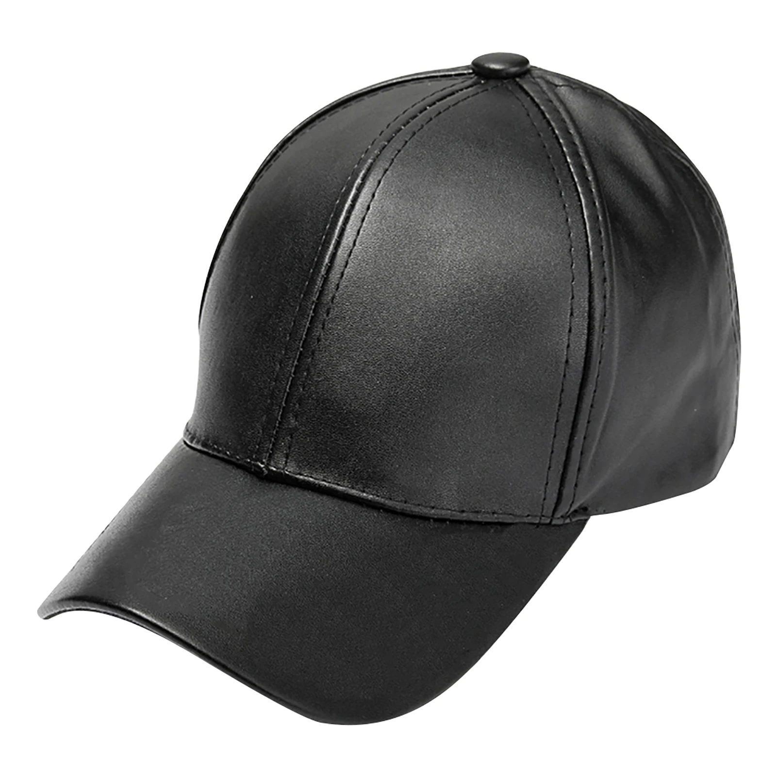 

Women Men Classic Baseball Hat Snapback Fashion Gift Adjustable Cap Outdoor Sports Trucker PU Leather Black Strapback Daily