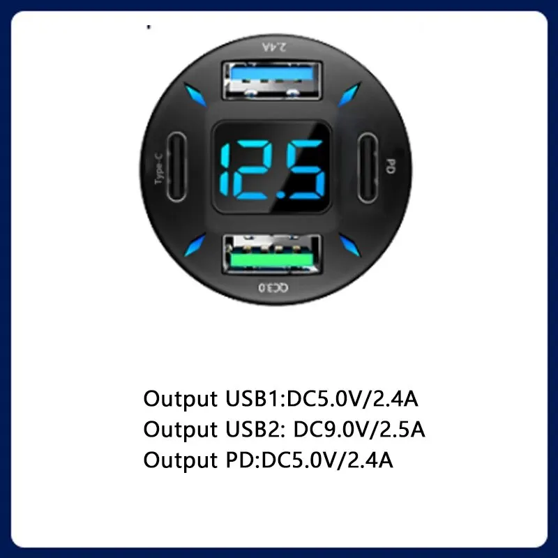 Car Charger 4 Port Car Charger USB Charger PD+QC3.0 Type C Fast Charging Quick Charge 3.0 Car Mobile Phone Adapter For IPhone 15 14