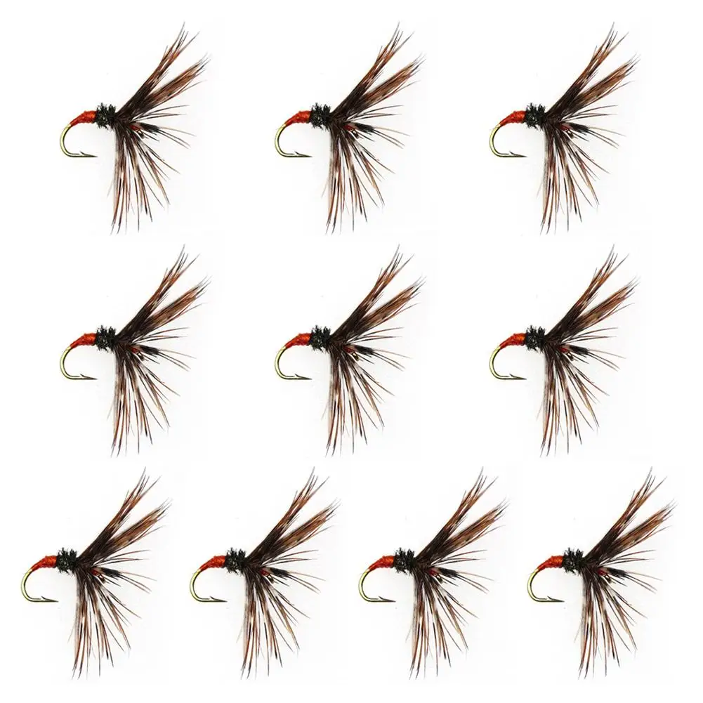 Tenkara Flies Kebari Reverse Hackle Dry Fly Barbed Hook Salmon Steelhead Trout Fly Fishing Lure Bait Size12# 10pcs fishing lure