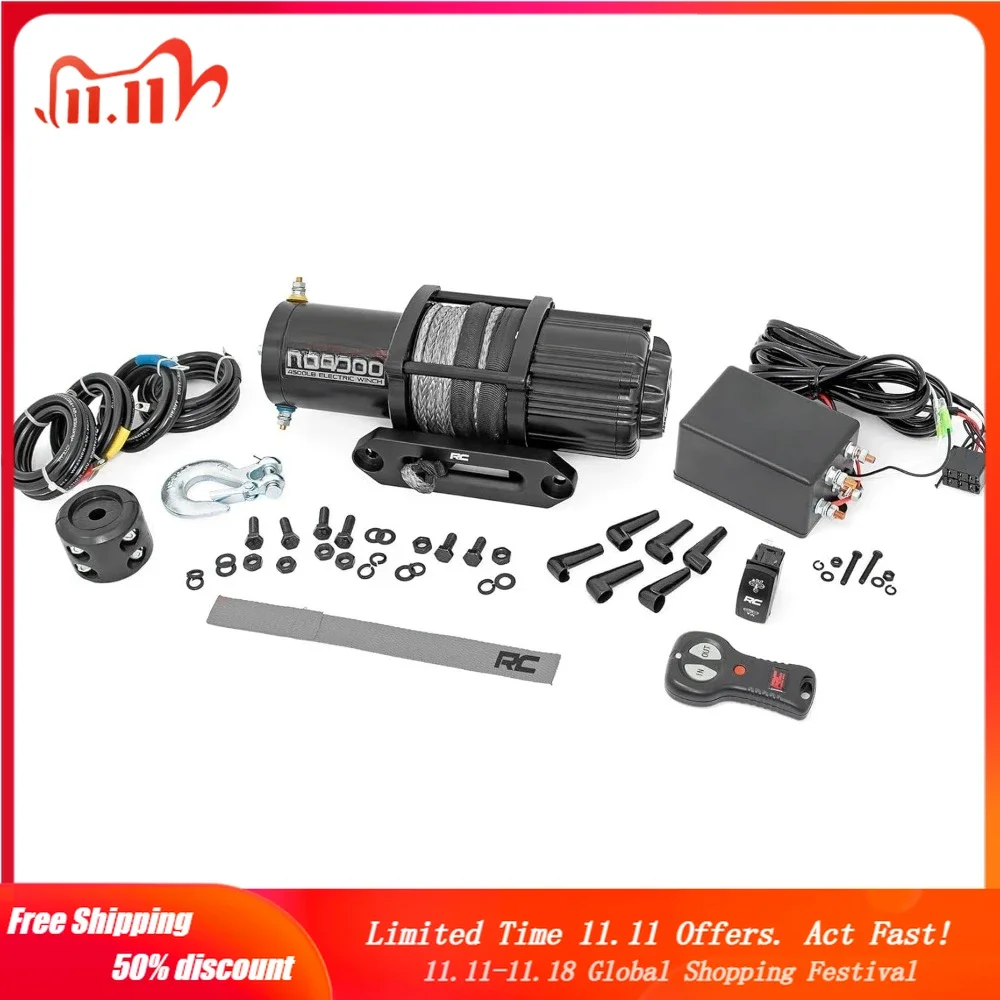 4,500LB UTV Electric Winch 1.4HP Synthetic Rope-RS4500SA