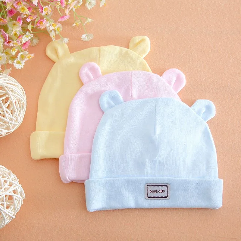 Baby Hat For Newborn Solid Color Cap Kids Bunny Hats Children Soft Cotton Breathable Sweat-Absorbent Boys Girls Baby Stuff baby hat